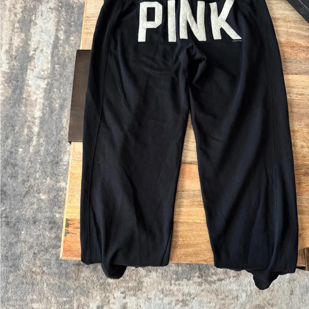 PINK Victoria's Secret Black Cotton Sweatsuit. Pants and zip jacket together. - Picture 3 of 7